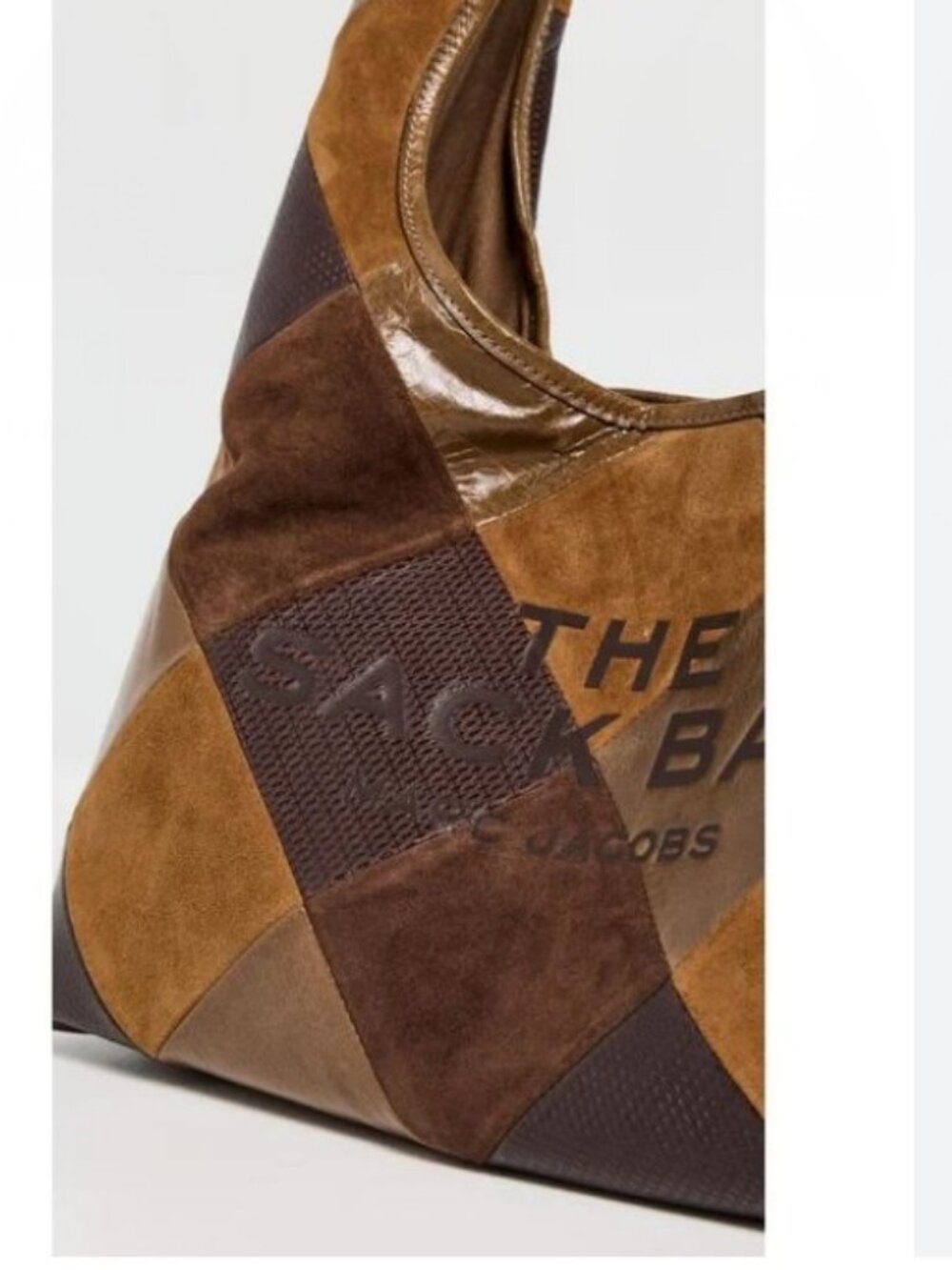 MARC JACOBS The Suede Patchwork Sack large hobo shoulder bag + Dust bag BROWN - Picture 6 of 16